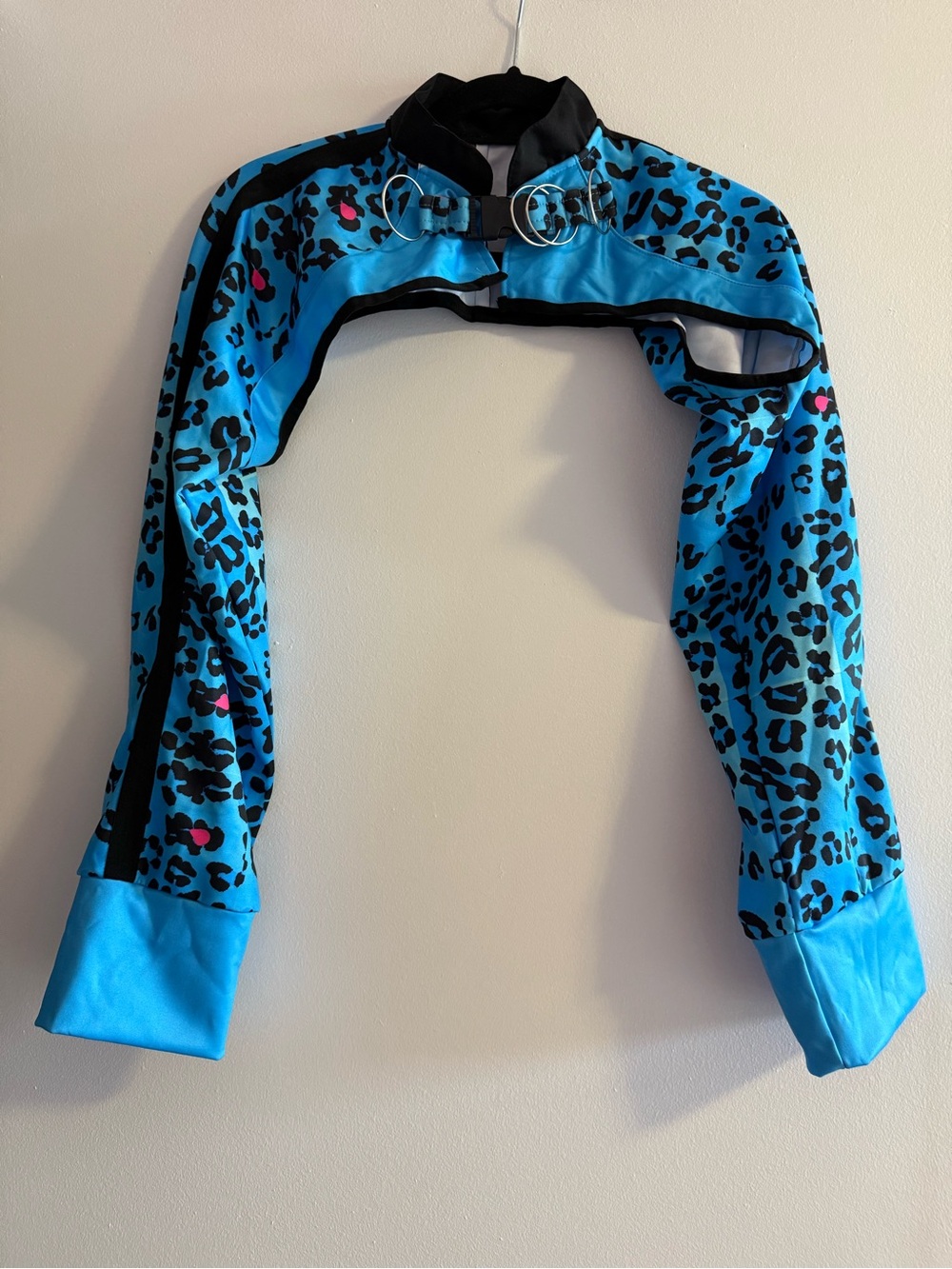 NWOT Handmade Rave Outfit Blue Leopard-Print Strappy Set with Ring Details - Picture 6 of 8